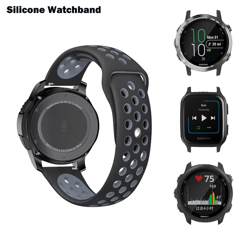 

20 мм 22 мм ремешок для Garmin CAME Sq /Forerunner 645 245/ vivoactive 4 /venu2 силиконовый ремешок для Amazfit GTR 3 Pro GTS 2 браслет