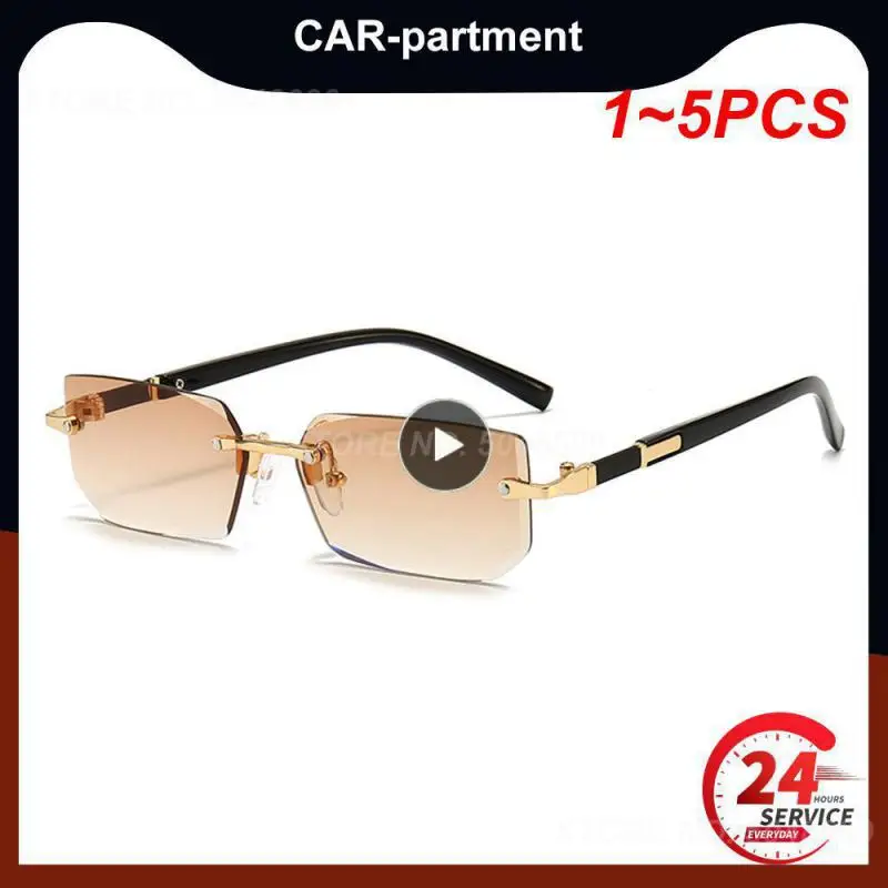 

Очки солнцезащитные без оправы UV400 для мужчин и женщин, Модные прямоугольные солнечные очки с градиентом, в стиле панк, без оправы, с защитой от ультрафиолета, 1-5 шт.