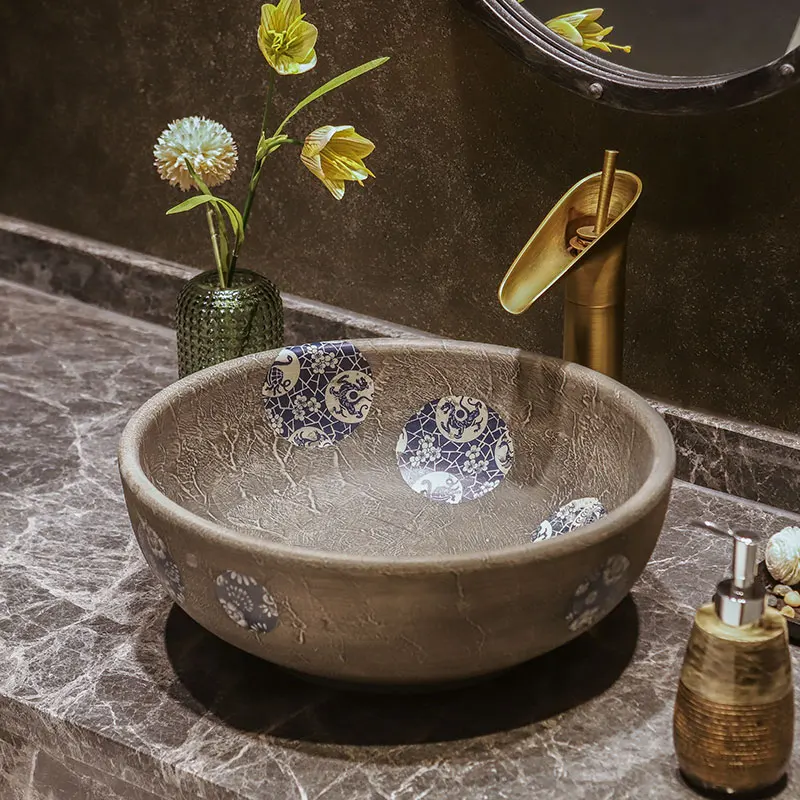 

Five Color Procelain Europe Vintage Style Art wash basin Ceramic Counter Top Wash Basin Bathroom Sinks bathroom sinks countertop