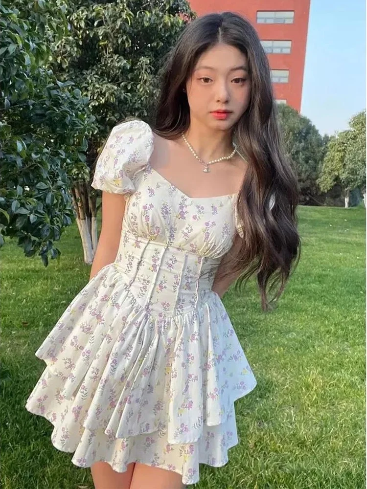 QWEEK 2023 Летнее цветочное платье для женщин Mori Повседневное с запахом Лавандовый