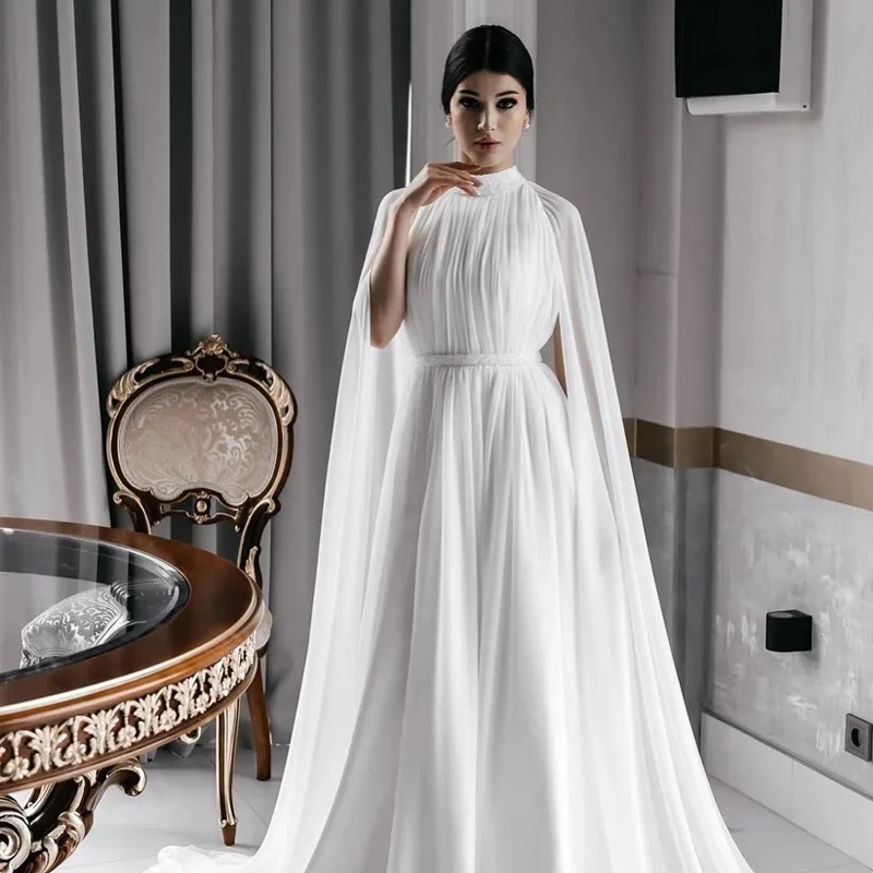 Элегантные женские свадебные платья с поясом из бисера струящиеся рукава