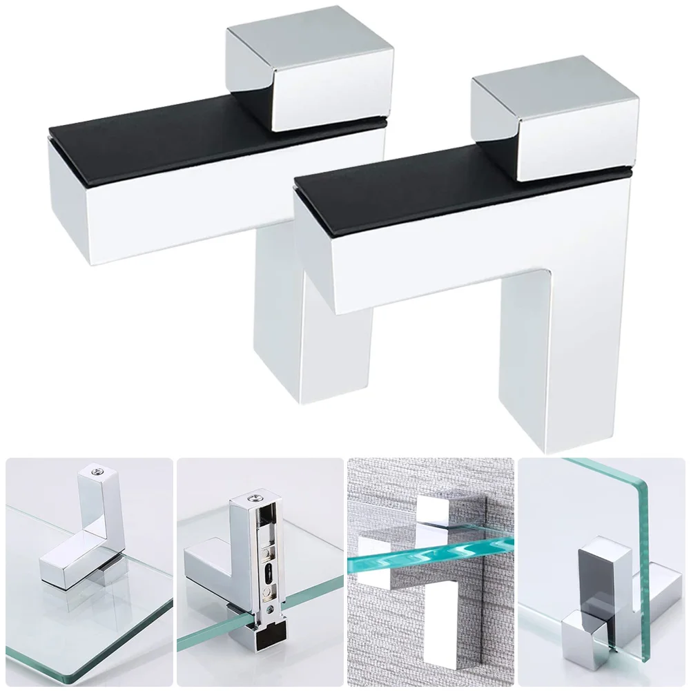 

Glass Shelf Support Plate Holder 2x F Shape Clamp Sturdy and Reliable Organize Your Bathroom and Showcase Your Collection