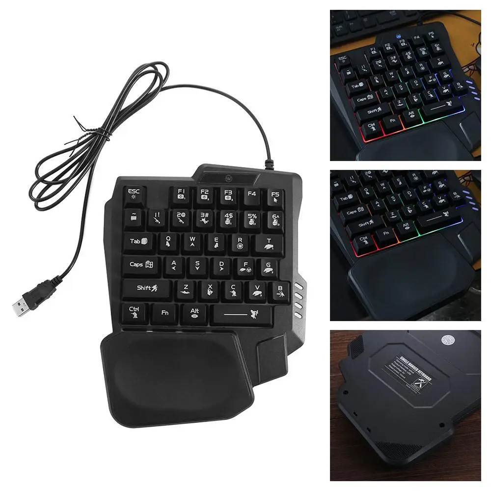 Фото USB-клавиатура для одной руки, ультратонкая, светящаяся, проводная, 35 клавиш, игровая механическая клавиатура для ноутбука №5