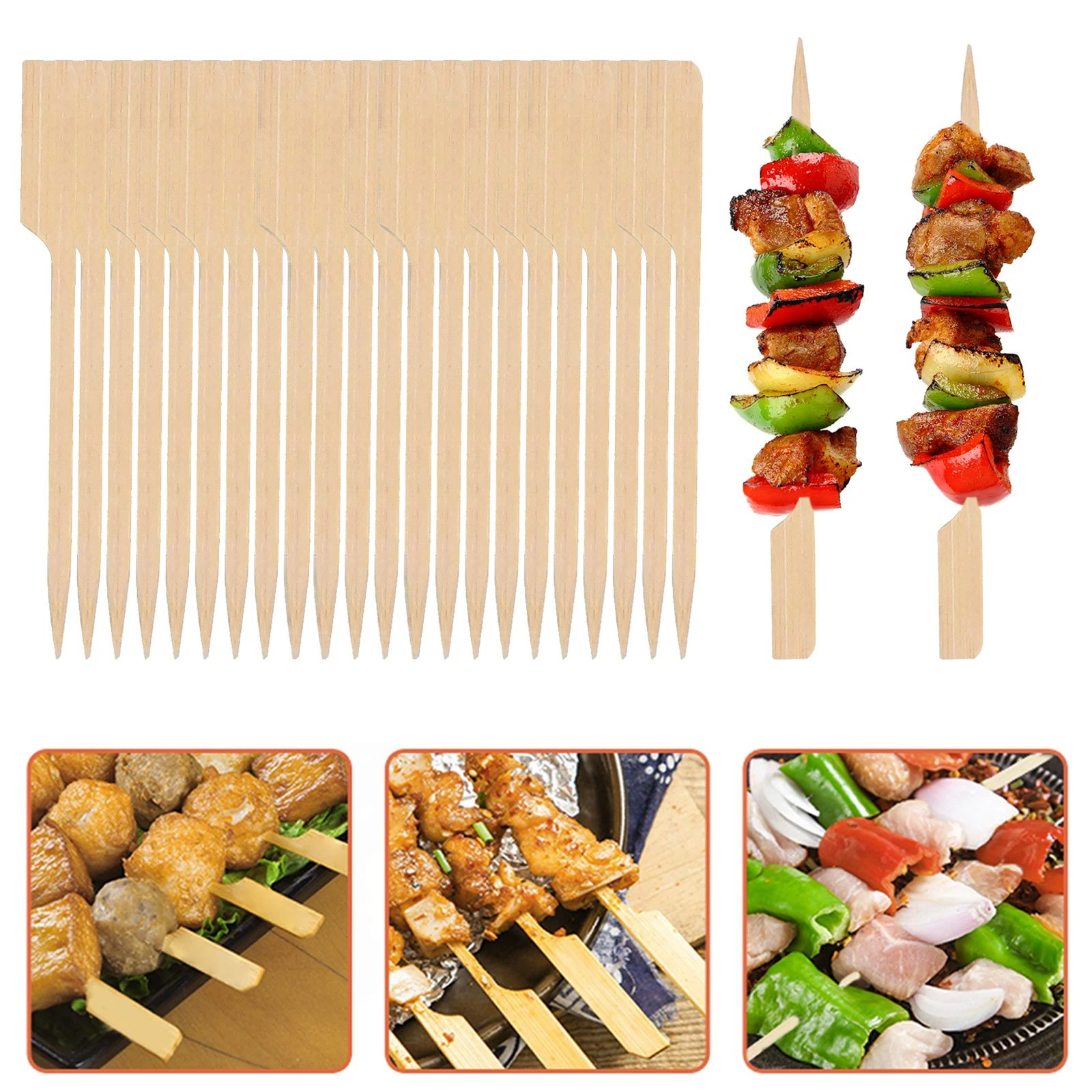 

200 шт., бамбуковые палочки для пикника, без заусенцев