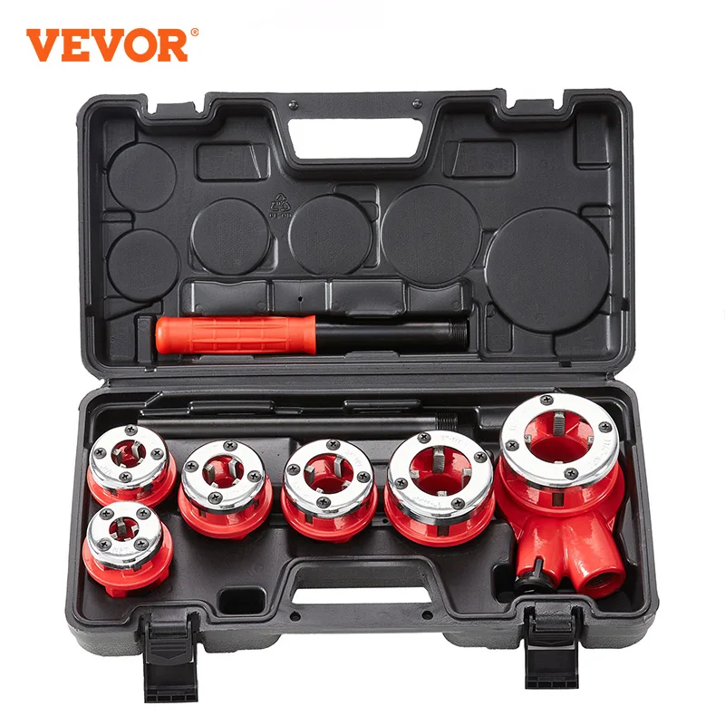 

VEVOR Manual Pipe Threader Ratchet Tool Portable Pipe Threading Set with 6PCS NPT Dies for Galvanized Aluminum Iron Copper Pipes