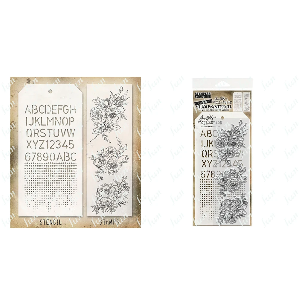 

Spring Floral Outlines Clear Stamps Schoolhouse and Dot Fade Stencils Diy Make Scrapbook Greeting Card Paper Crafts Decor Molds