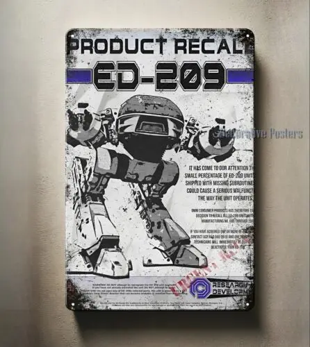 n1 Металлический постер фильма Робкоп Эд-209 — знак Размер: 20x30 см