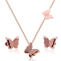 light luxury stainless steel butterfly jewelry set women trend necklace earrings set parures bijoux fashion jewelry dropshipping