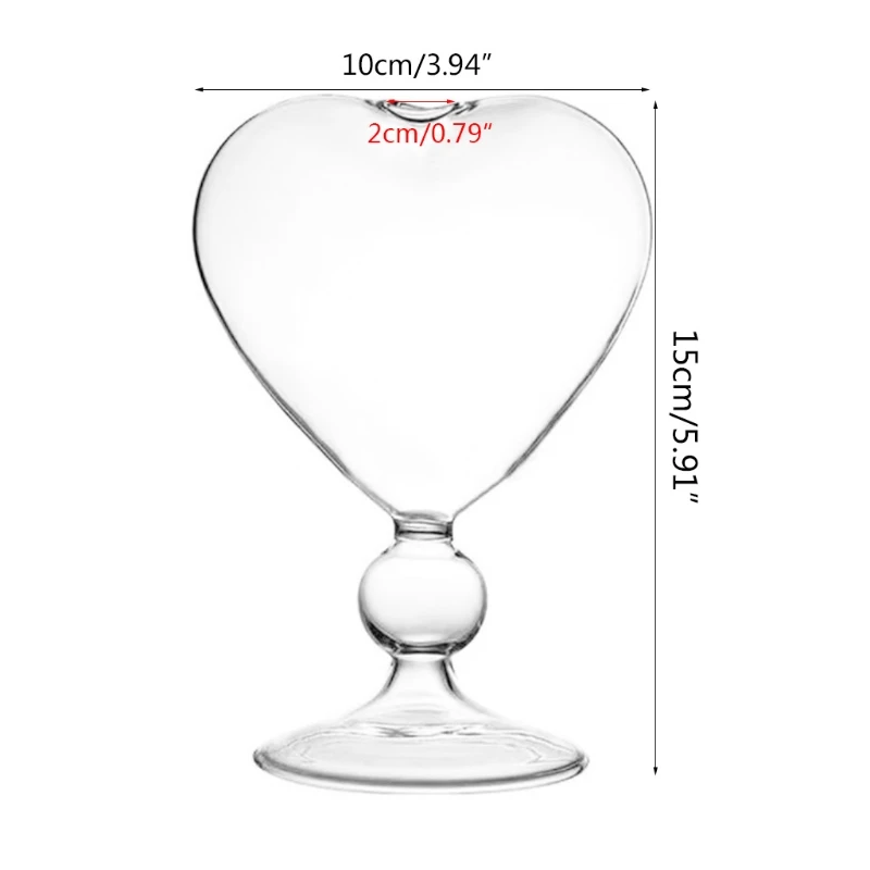 

Heart Shape Glass Flower Pot Desktop Standing Vase Planter Container Home Decoration Wedding Party Decor