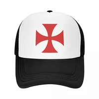 personalized red templar cross knights baseball cap trucker hat for men women breathable snapback caps sports sun hats
