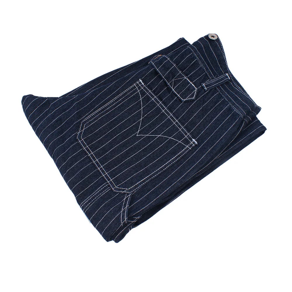 Новые мужские синие широкие джинсы в полоску с пуговицами комбинезон на бретелях