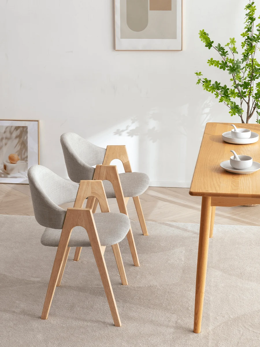 

Nordic Solid Wood Dining Chair Home Simple Modern Backrest Chair with Armrest Desk Chair Leisure Manicure Chair Long Sitting