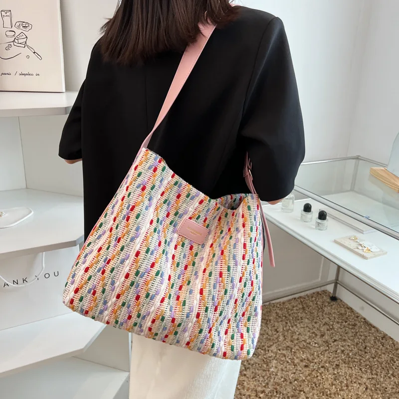 

Холщовая Повседневная Сумка-тоут для женщин, вместительная дизайнерская модная дамская сумочка на плечо для покупок и путешествий, для тор...
