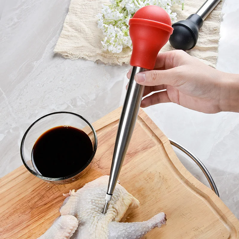 

304 Stainless Steel Seasoning Syringe Turkey Needles Oil Dropper Aceitera Antigoteo Cocina Kitchen Utensils Cosinha Accessories
