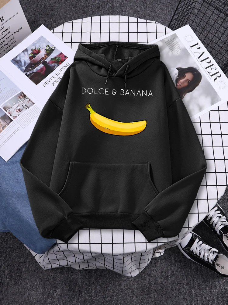 

Dolce Banana Hoodie Cotton Mens Anime Print Streetwear Hoody Warm Crewneck Autumn Winter Clothes Fleece Loose Men's Sweatshirt