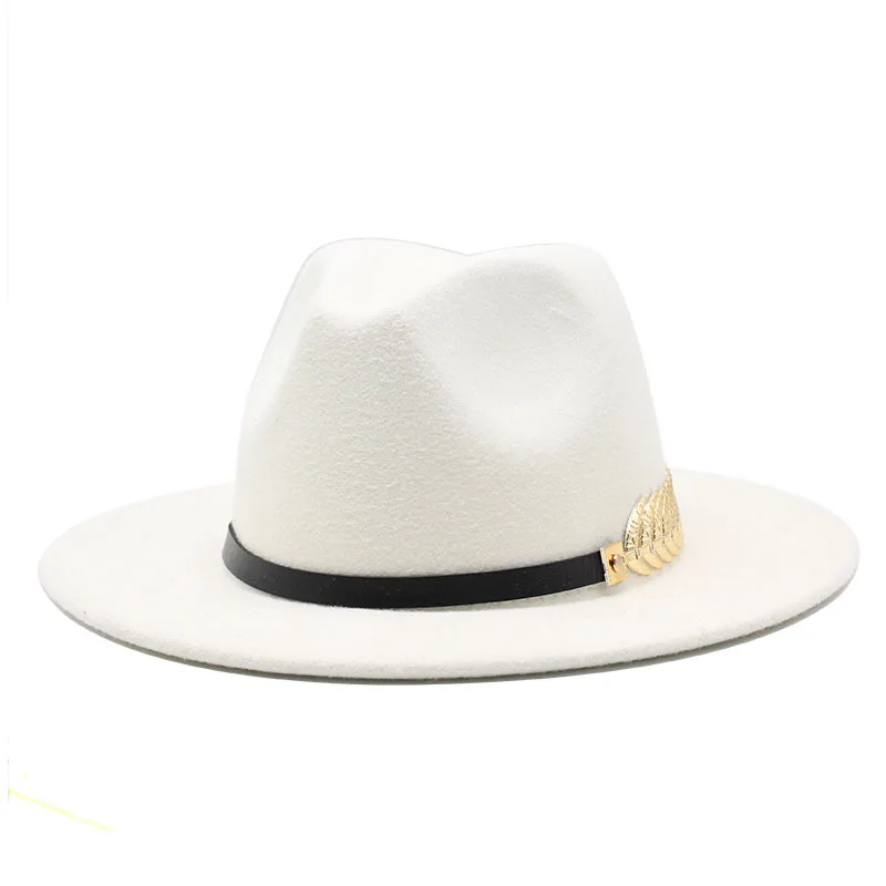 

Ladies Wool Fedora Warm Jazz Hat Chapeau Femme Feutre Panaman Cap Felt Women Fedora Hats with Pearls Belt Vintage Trilby Caps
