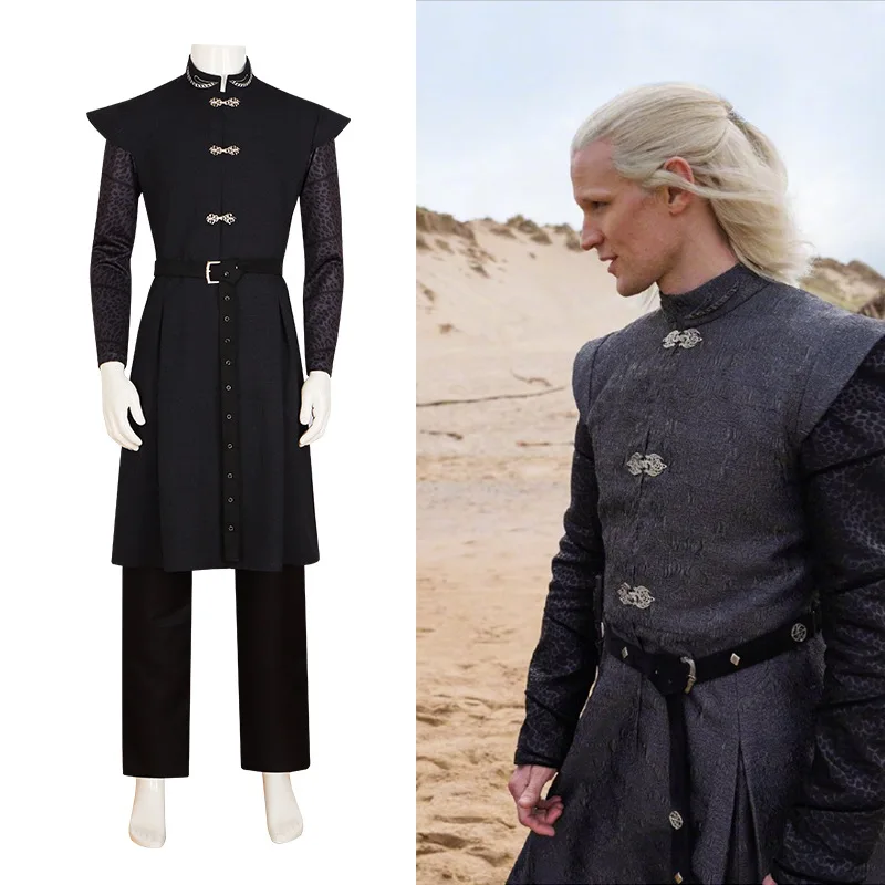 

Game of Thrones Dragon Prince Daemon Black Uniform Cosplay Costume Halloween Carnival Suit for Adult Men Boys