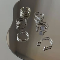 korean crystal opal irregular ring for women zircon star open rings vintage geometric aesthetic trendy girls ring jewelry