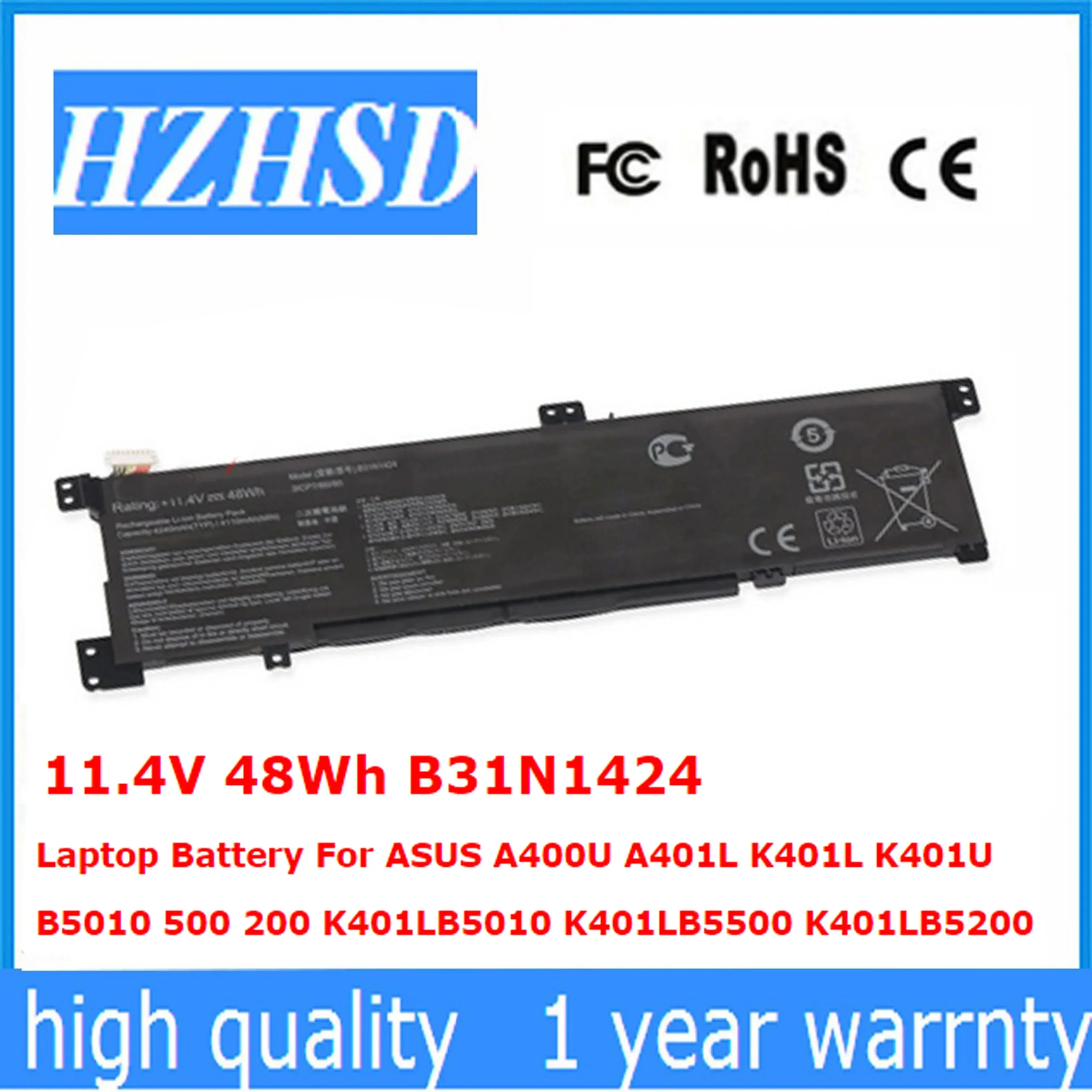 B31N1424 Новый оригинальный аккумулятор для ноутбука 11 4 В 48 Втч ASUS A400U A401L K401L K401U B5010 500