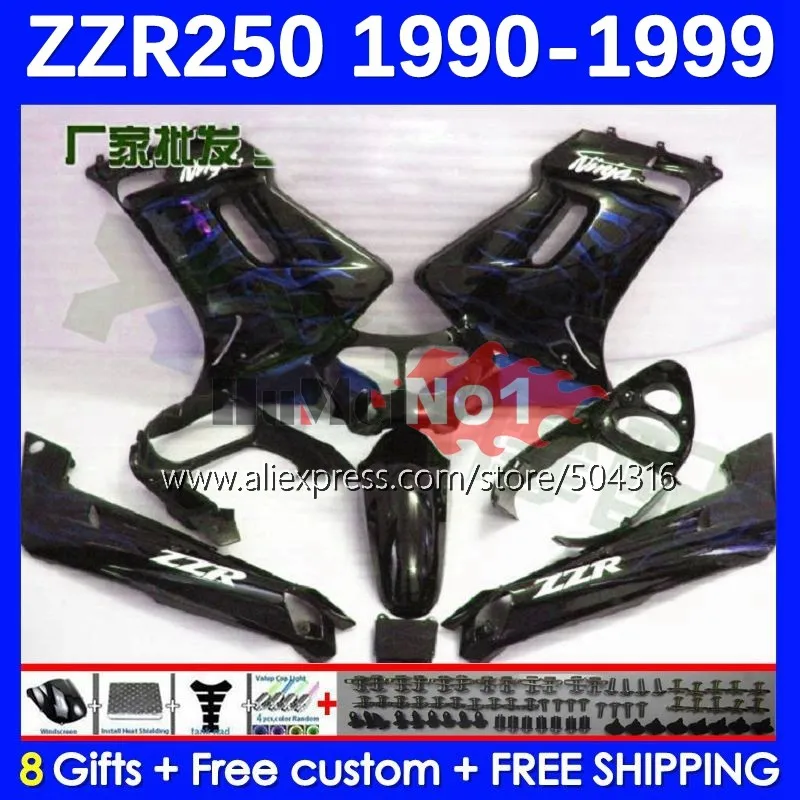 

Корпус для KAWASAKI NINJA ZZR 250 Φ 81MC.108 Flame blk ZZR250 1990 1991 1992 1993 1994 1995 1996 1997 1998 1999 обтекатель