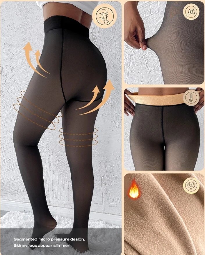 Осенние новые 2 упаковки колготок на флисовой подкладке прозрачные