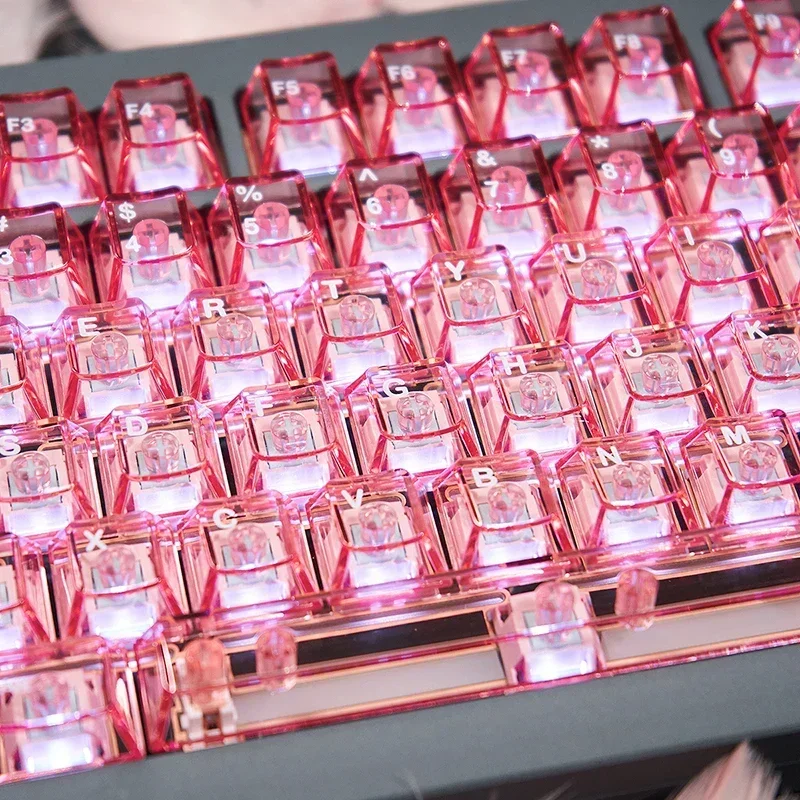 Прозрачная клавиатура с агатом розового цвета пользовательская крышкой