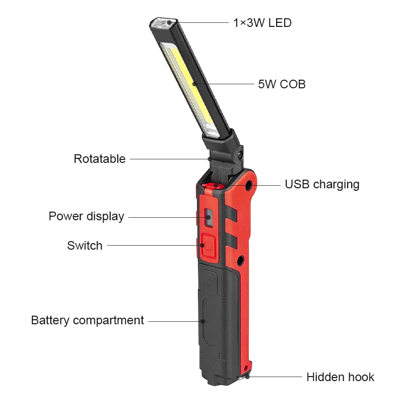 

Free Shipping Portable LED Flashlight COB XPE Lamp Beads Waterproof Torch Magnetic Lanterna Camping Work Lamp for Car Repairing