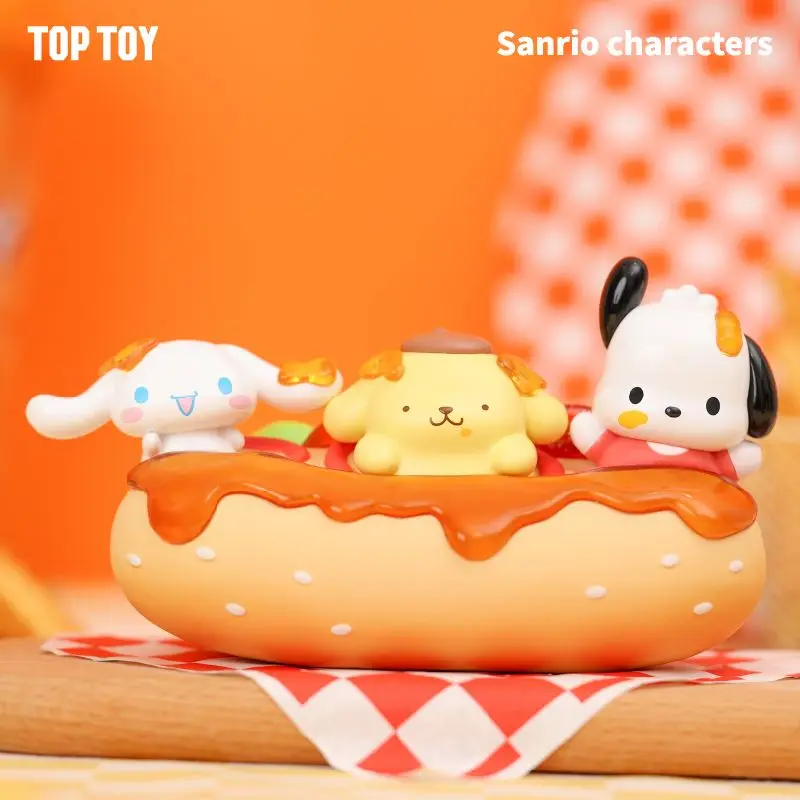 

Cinnamoroll Pompompurin Pochacco Sanrio Cartoon Cute Delicious Hot Dog Hanging Card Series Anime Figure Model Toys for Girl Gift