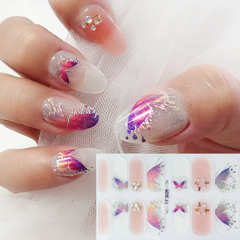 

1pc Holographic 3D Butterfly Nail Art Stickers Adhesive Sliders Colorful DIY Golden Nail Transfer Decals Foils Wraps Decorations