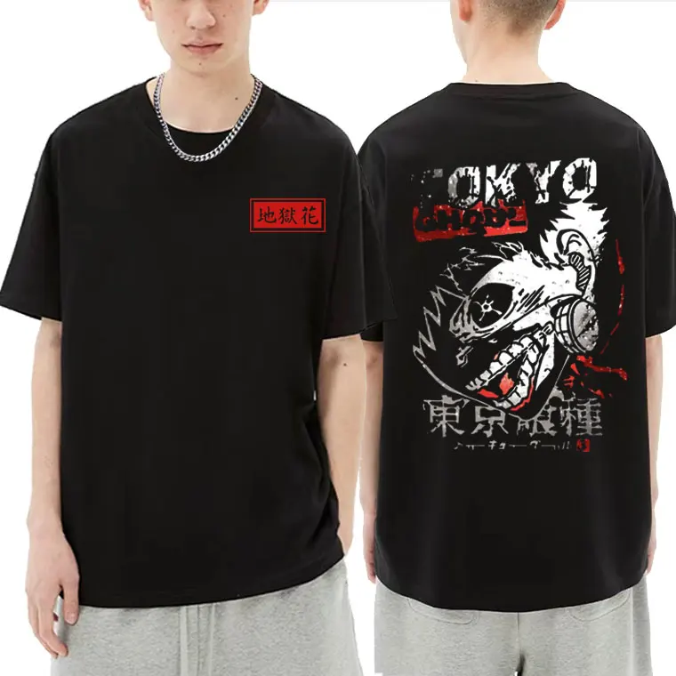 

90s Anime Tokyo Ghoul Print Tshirt Short Sleeve Manga Kaneki Ken Graphic Print T Shirt Crewneck Men Women Casual Vintage T-shirt