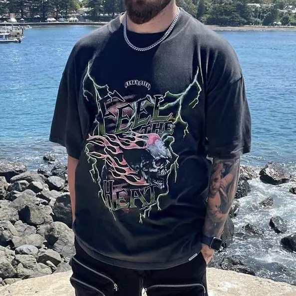 

Новая коллекция 2022, футболка с принтом в виде черепа и молнии