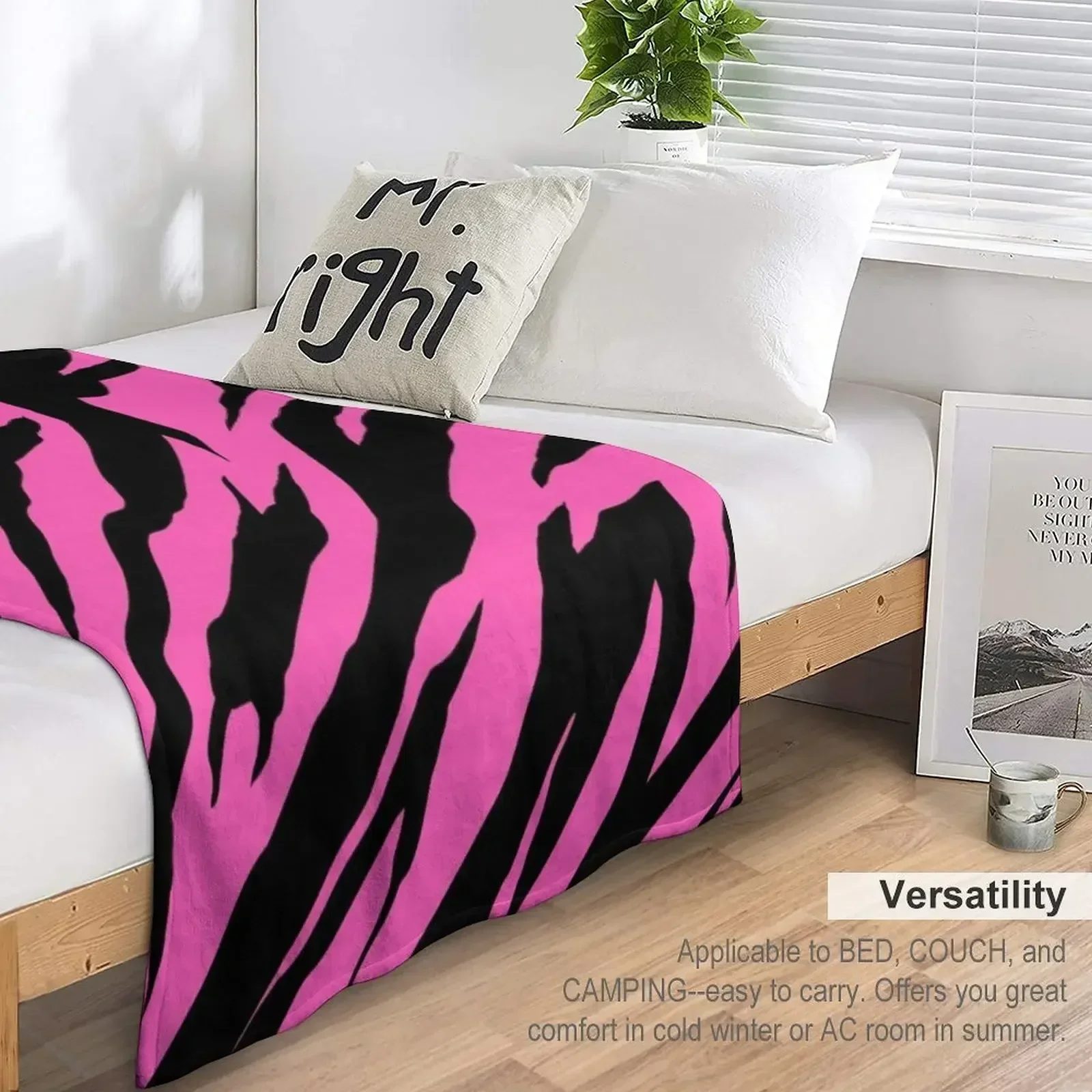 Розовое одеяло с принтом зебры/тигра роскошное дизайнерское для малышей