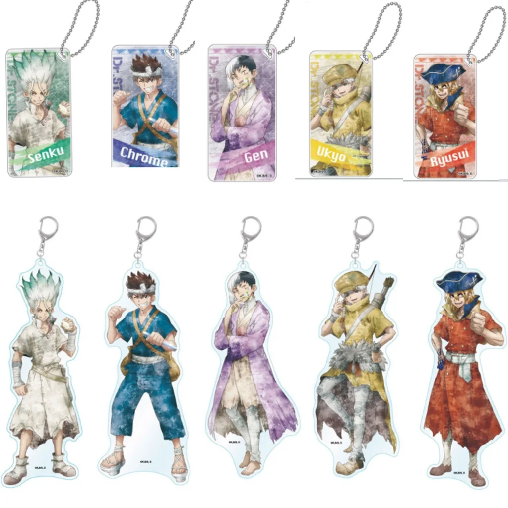 

Anime Dr.STONE Keychain Doll Ishigami Senku Asagiri Gen Chrome Nanami Ryusui Ukyo Acrylic Keyring Pendant for Gift