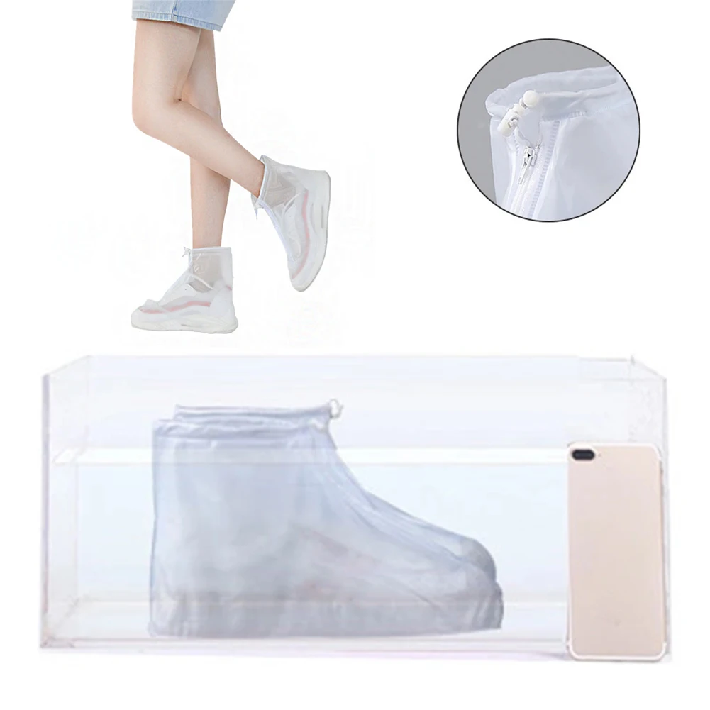 

Rain Boot Cover With Waterproof Layer Non-slip Wear-resistant Thick Waterproof Shoe Cover Men Women's Reusable Rain Boot Cover