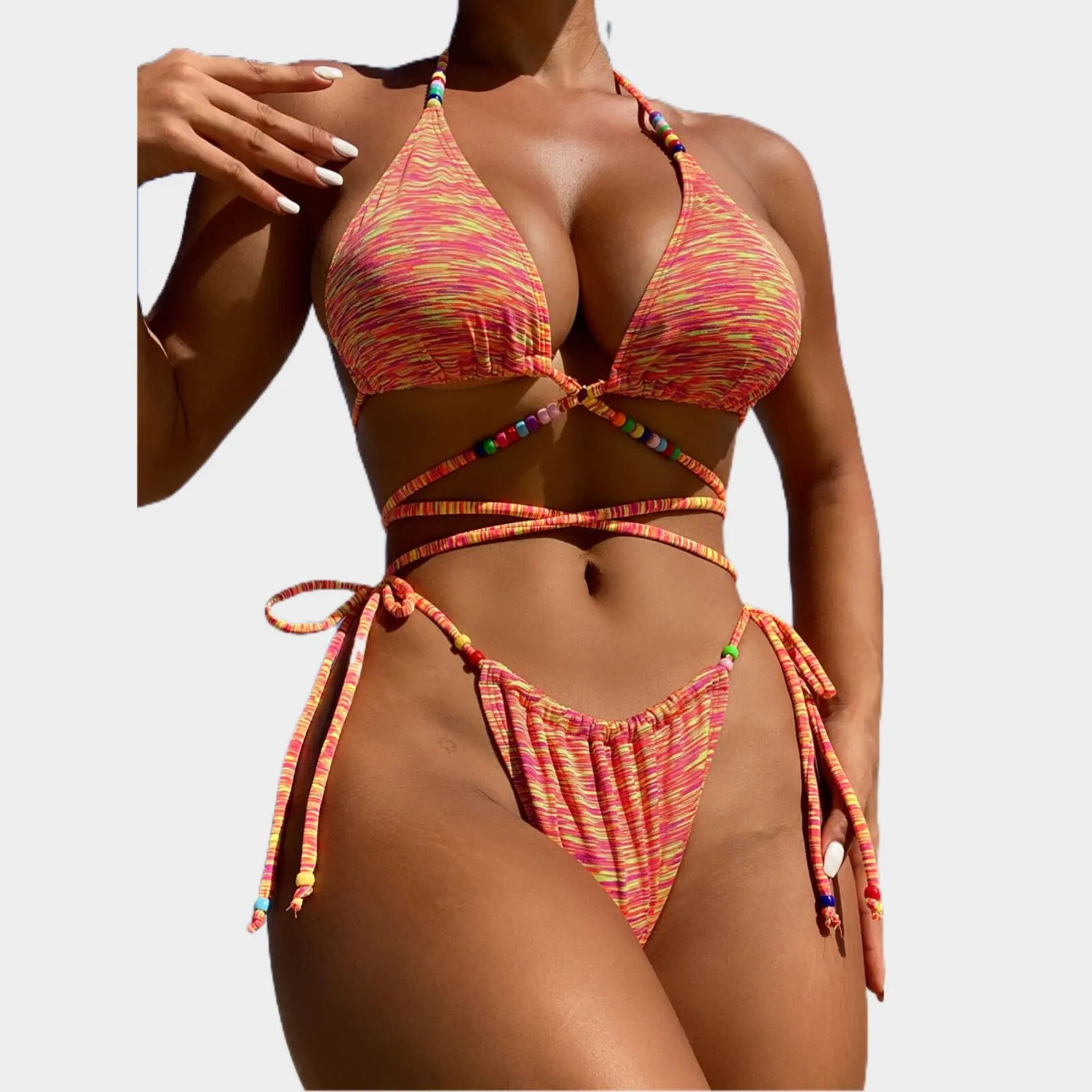 

Женский купальник на шнуровке, в богемном стиле, с низкой посадкой