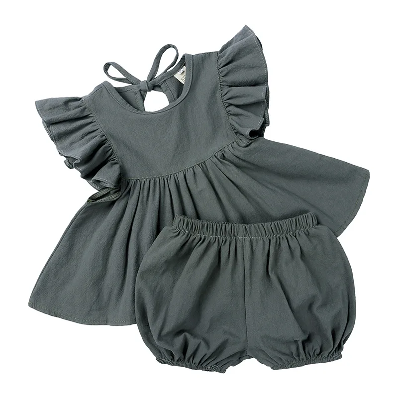 

Summer Children Clothing Sets Baby Girls Causal Dress Fly Sleeve Tops Shorts Outfits