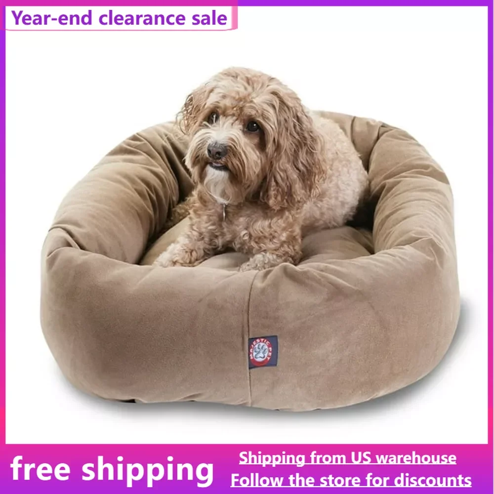 

Pet Furniture Suede Bagel Pet Bed For Dogs Stone Medium Free Shipping Supplies Products Home Garden