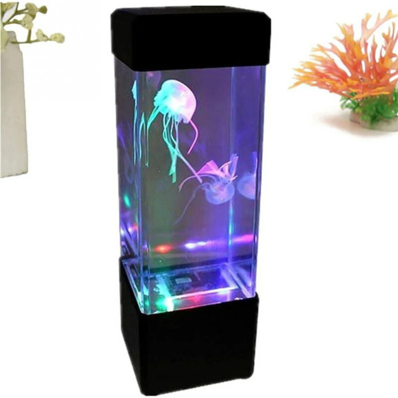 

Led Jellyfish Tank Night Light Aquarium Style Mood Light Relaxing Colour Changing Bedside Lamp for Children Gift Home Room Decor