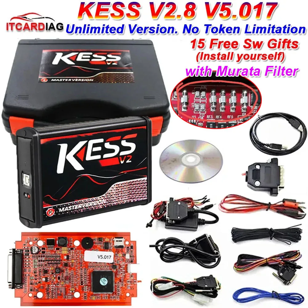 Фото Kess V2 V5.017 Online 2.80 EU Red ECU Programmer для Ktag V7.020 с ящиком для инструментов OBD2 Tuning Kit KTAG V7.020 Поддержка автомобиля Грузовик №1