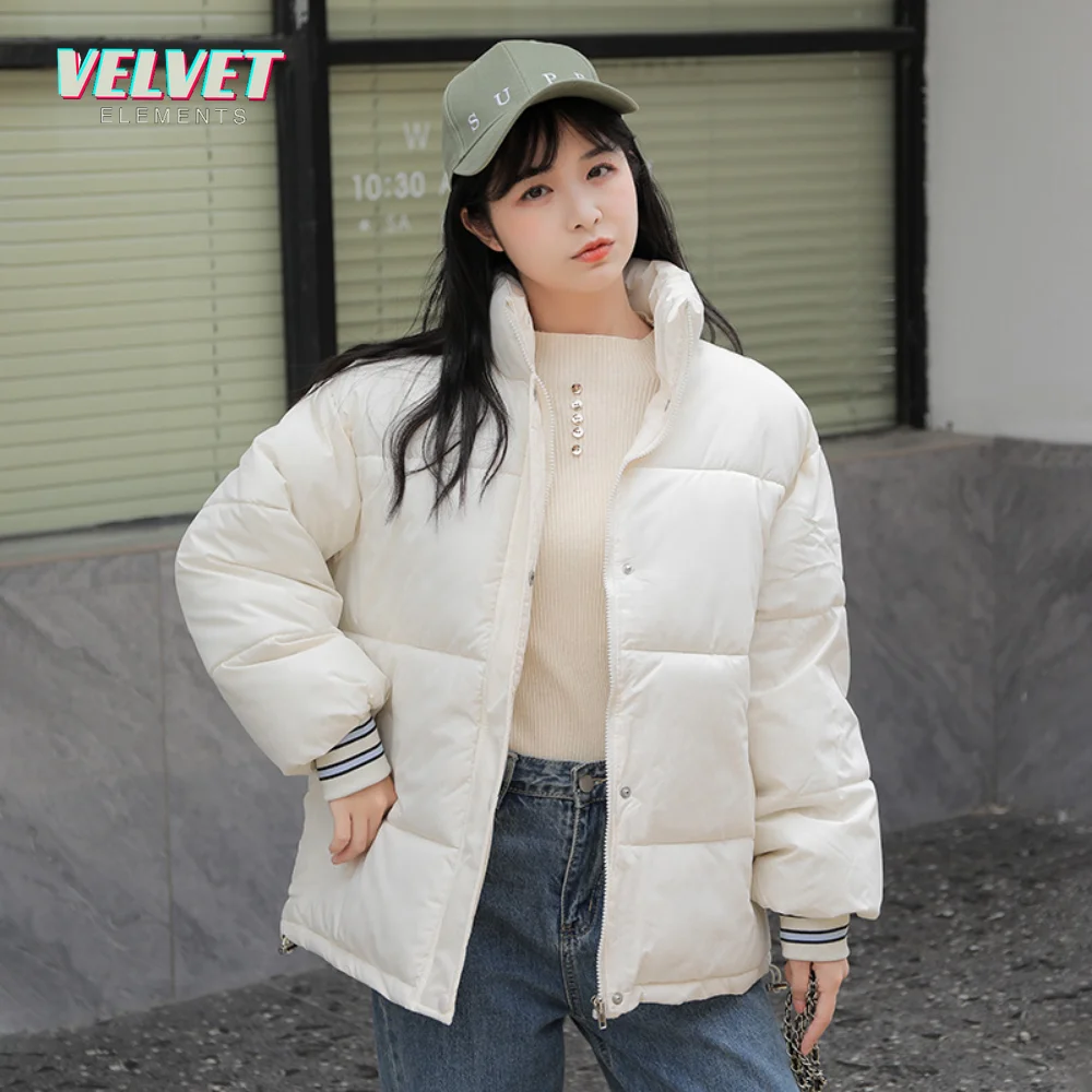 Women's Autumn Lightweight Padded Jackets Female Solid Color Short Cotton Coats Casual Pockets Zipper Winter Down Cotton Jackets