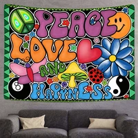 peace love happiness banners flag tapestry psychedelic tapestries witchcraft room decor hippie decor mural tapiz wall hanging