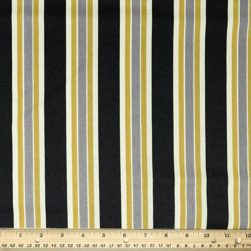 

45" 100% Cotton Large Stripe Sewing & Craft Fabric 8 yd By the Bolt, Black Sunshine