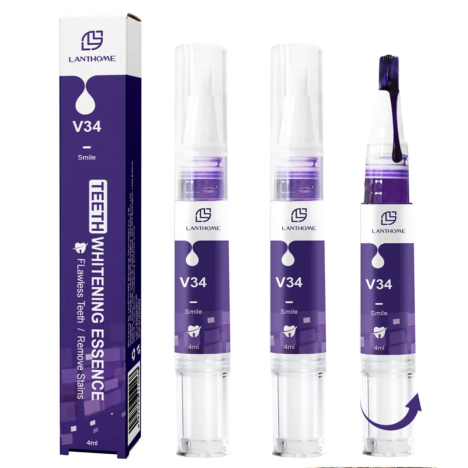 

Professional V34 Teeth Whitening Gel Pen Purple Color Corrector Toothpaste Cleaning Stains Removal For Brightening Tooth Care