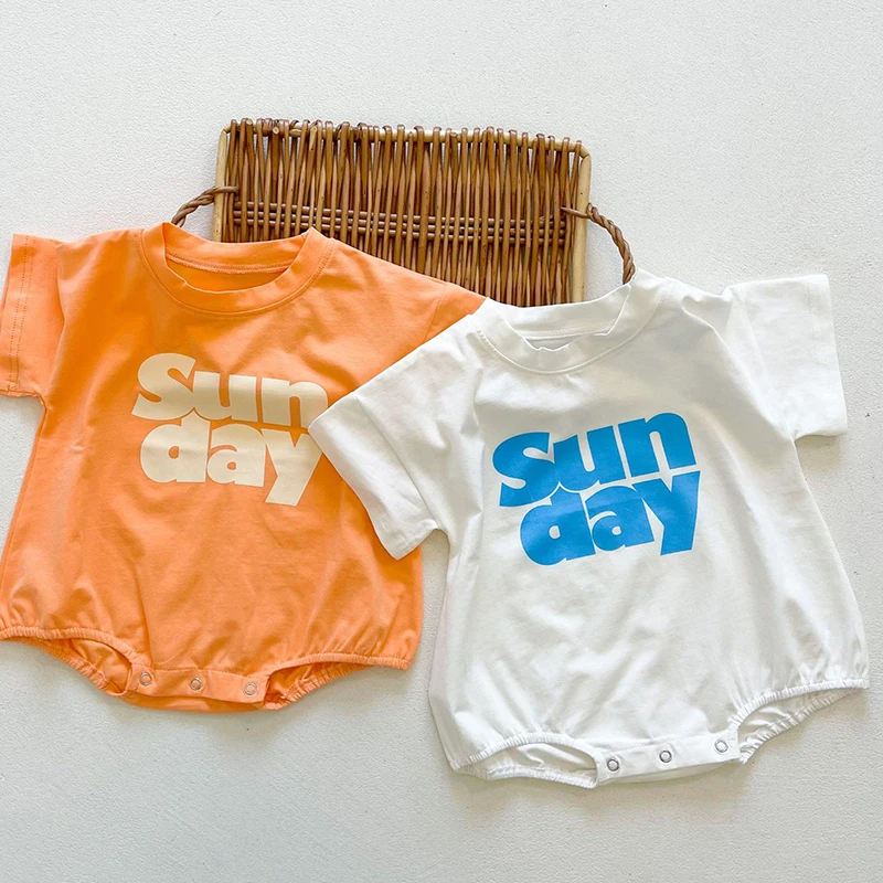 

Baby Boys Girl Clothing Summer Infant Baby Boys Girls Bodysuits Short Sleeve Cotton Letter Printing Toddler Baby Boys Jumpsuit