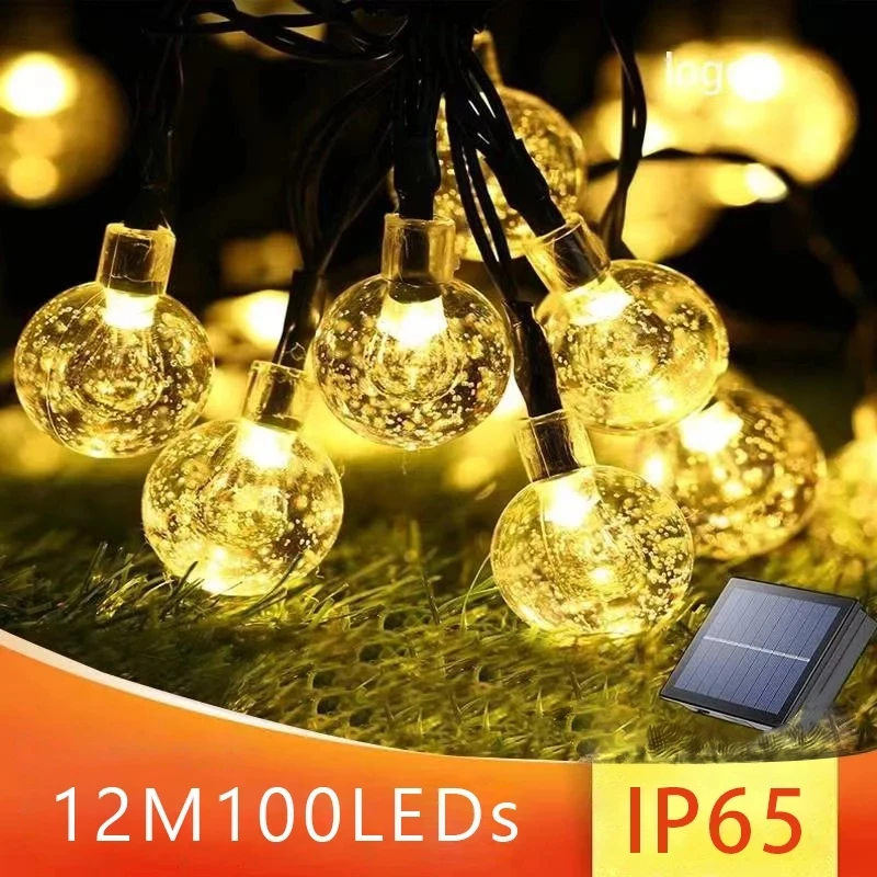 

Solar String Lights Outdoor 100LEDCrystal Ball Light with 8 Modes Waterproof Solar Garden Lights for Garden Christmas Decoration