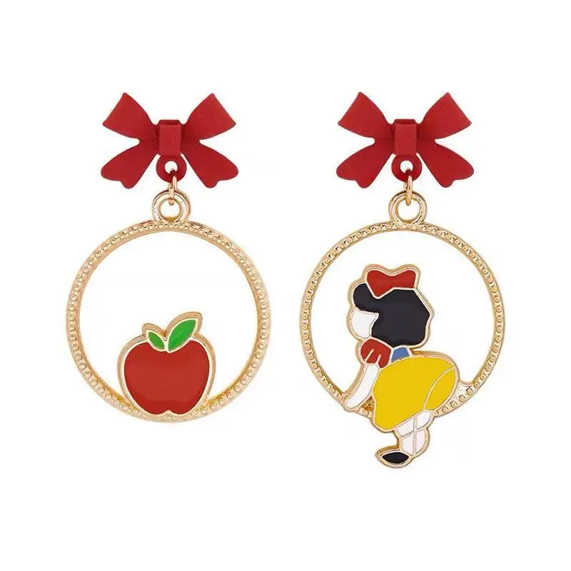 

The fugitive princess girl heart cute cartoon red 925 silver earrings earrings new bow earrings female.