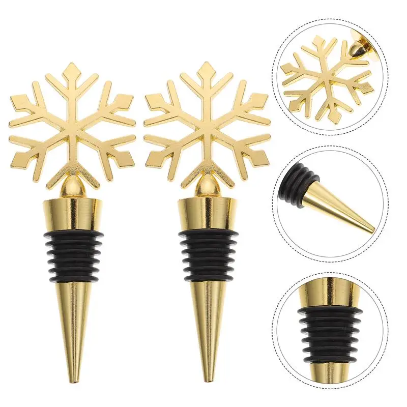 

2pcs Unique Wine Bottle Stoppers Snowflake Shape Bottle Plugs Kitchen Bar Tool
