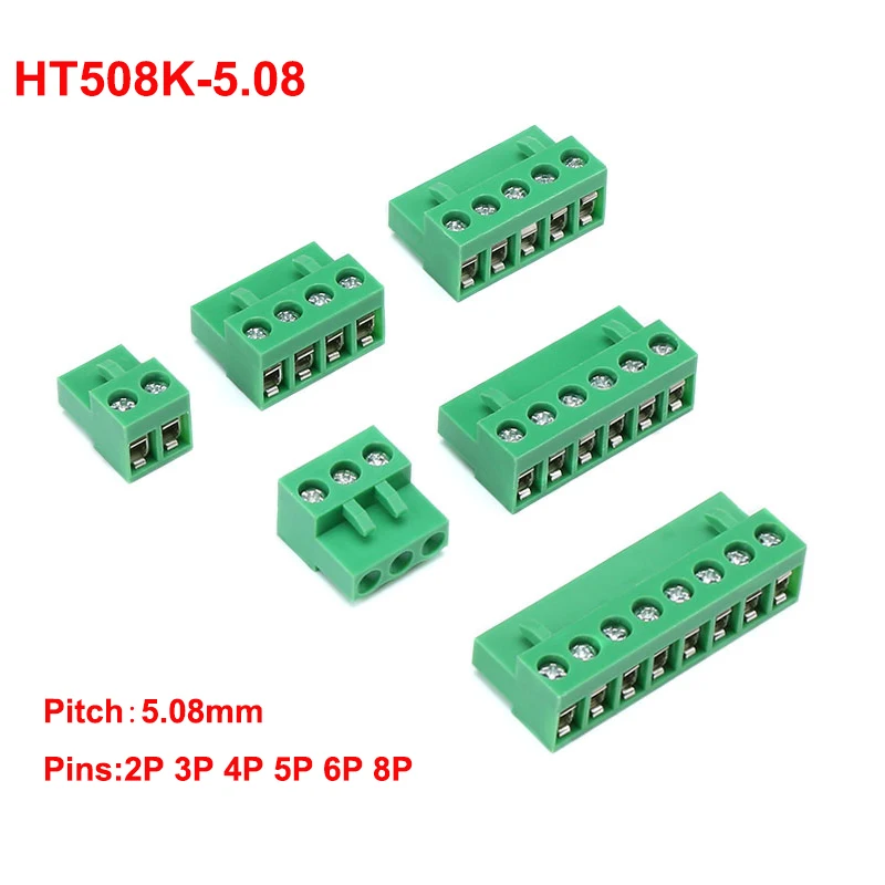 

10 шт. HT508K 5,08 мм Шаг HT5.08 розетка разъем Клеммная колодка 2P 3P 4P 5P 6P 8P штепсельный разъем