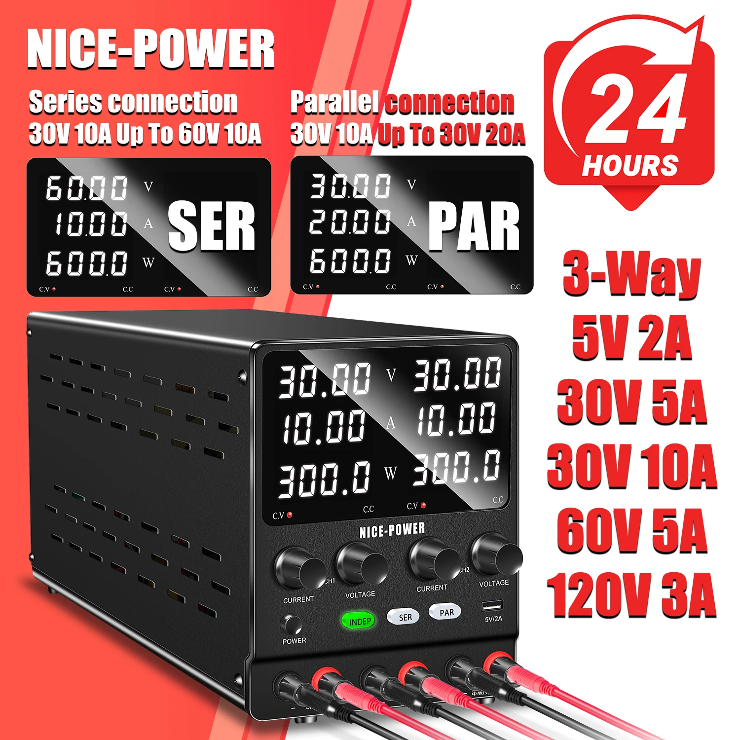 SPS3010-2KD переменный двухканальный источник питания Lab 3-Way 30V 10A регулятор напряжения Series параллельный переключатель питания для телефона