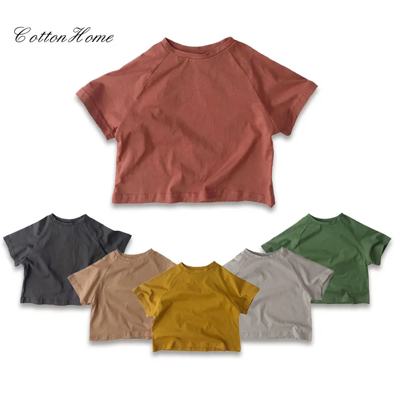 

Summer Children T-shirts Solid Color Cotton Tees for Kids New Fashion Boys and Girls Short Sleeve Top 2-7T Clothes